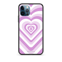 Thumbnail for iPhone 12 Pro Max Lilac Hearts θήκη από τη Smartfits με σχέδιο στο πίσω μέρος και μαύρο περίβλημα | Smartphone case with colorful back and black bezels by Smartfits