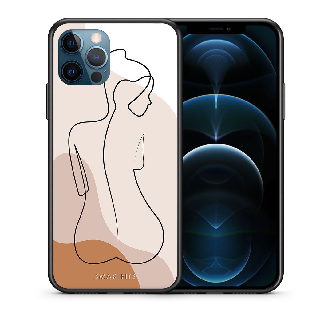 Θήκη iPhone 12 Pro Max LineArt Woman από τη Smartfits με σχέδιο στο πίσω μέρος και μαύρο περίβλημα | iPhone 12 Pro Max LineArt Woman case with colorful back and black bezels