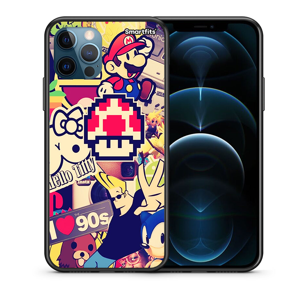 Θήκη iPhone 12 Pro Max Love The 90s από τη Smartfits με σχέδιο στο πίσω μέρος και μαύρο περίβλημα | iPhone 12 Pro Max Love The 90s case with colorful back and black bezels