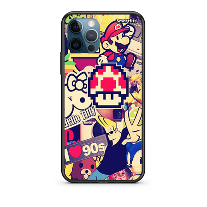 iPhone 12 Pro Max Love The 90s Θήκη από τη Smartfits με σχέδιο στο πίσω μέρος και μαύρο περίβλημα | Smartphone case with colorful back and black bezels by Smartfits