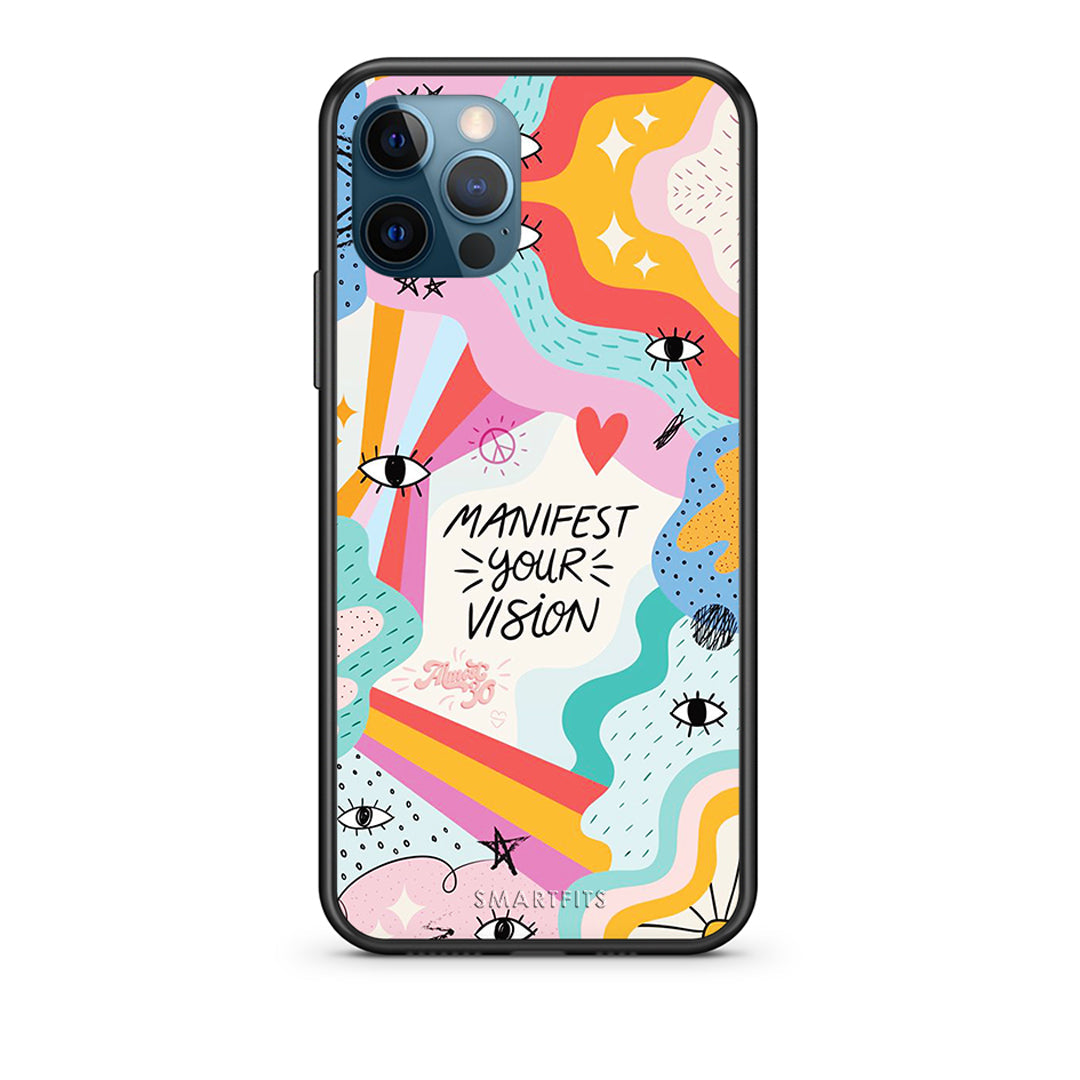 iPhone 12 Pro Max Manifest Your Vision θήκη από τη Smartfits με σχέδιο στο πίσω μέρος και μαύρο περίβλημα | Smartphone case with colorful back and black bezels by Smartfits
