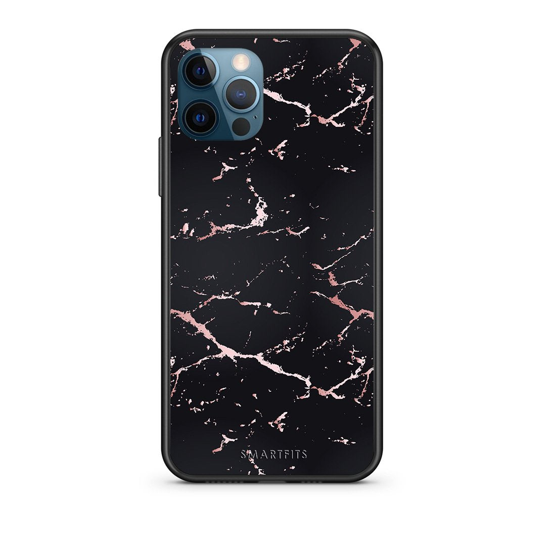 4 - iPhone 12 Pro Max  Black Rosegold Marble case, cover, bumper
