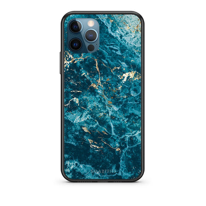 iPhone 12 Pro Max Marble Blue θήκη από τη Smartfits με σχέδιο στο πίσω μέρος και μαύρο περίβλημα | Smartphone case with colorful back and black bezels by Smartfits