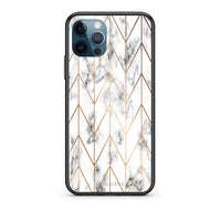 Thumbnail for 44 - iPhone 12 Pro Max  Gold Geometric Marble case, cover, bumper