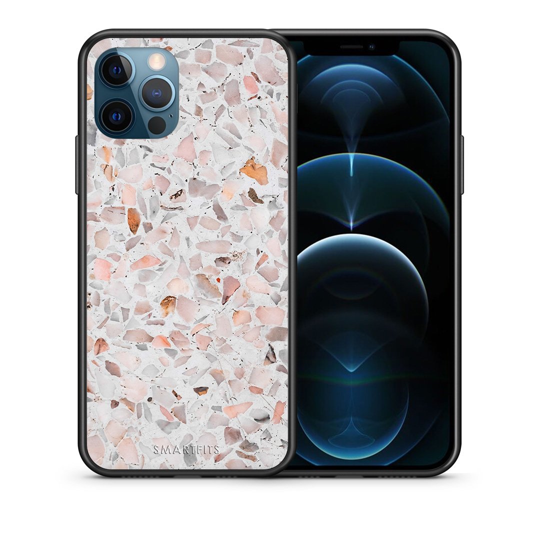 Θήκη iPhone 12 Pro Max Marble Terrazzo από τη Smartfits με σχέδιο στο πίσω μέρος και μαύρο περίβλημα | iPhone 12 Pro Max Marble Terrazzo case with colorful back and black bezels