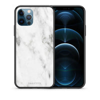 Thumbnail for Θήκη iPhone 12 Pro Max White Marble από τη Smartfits με σχέδιο στο πίσω μέρος και μαύρο περίβλημα | iPhone 12 Pro Max White Marble case with colorful back and black bezels