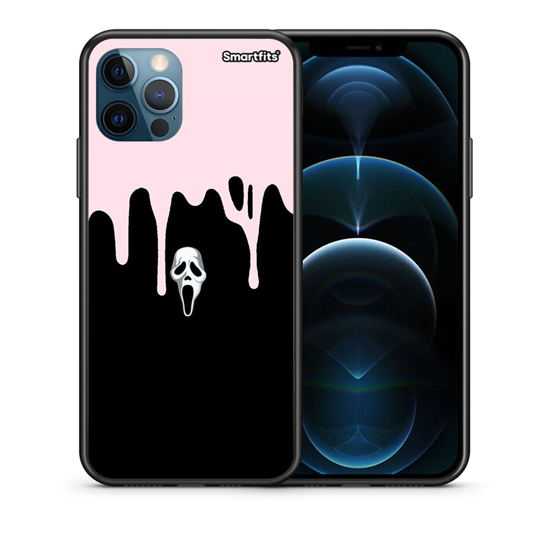 Θήκη iPhone 12 Pro Max Melting Halloween Mask από τη Smartfits με σχέδιο στο πίσω μέρος και μαύρο περίβλημα | iPhone 12 Pro Max Melting Halloween Mask case with colorful back and black bezels