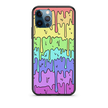 iPhone 12 Pro Max Melting Rainbow θήκη από τη Smartfits με σχέδιο στο πίσω μέρος και μαύρο περίβλημα | Smartphone case with colorful back and black bezels by Smartfits