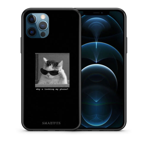 Θήκη iPhone 12 Pro Max Meme Cat από τη Smartfits με σχέδιο στο πίσω μέρος και μαύρο περίβλημα | iPhone 12 Pro Max Meme Cat case with colorful back and black bezels