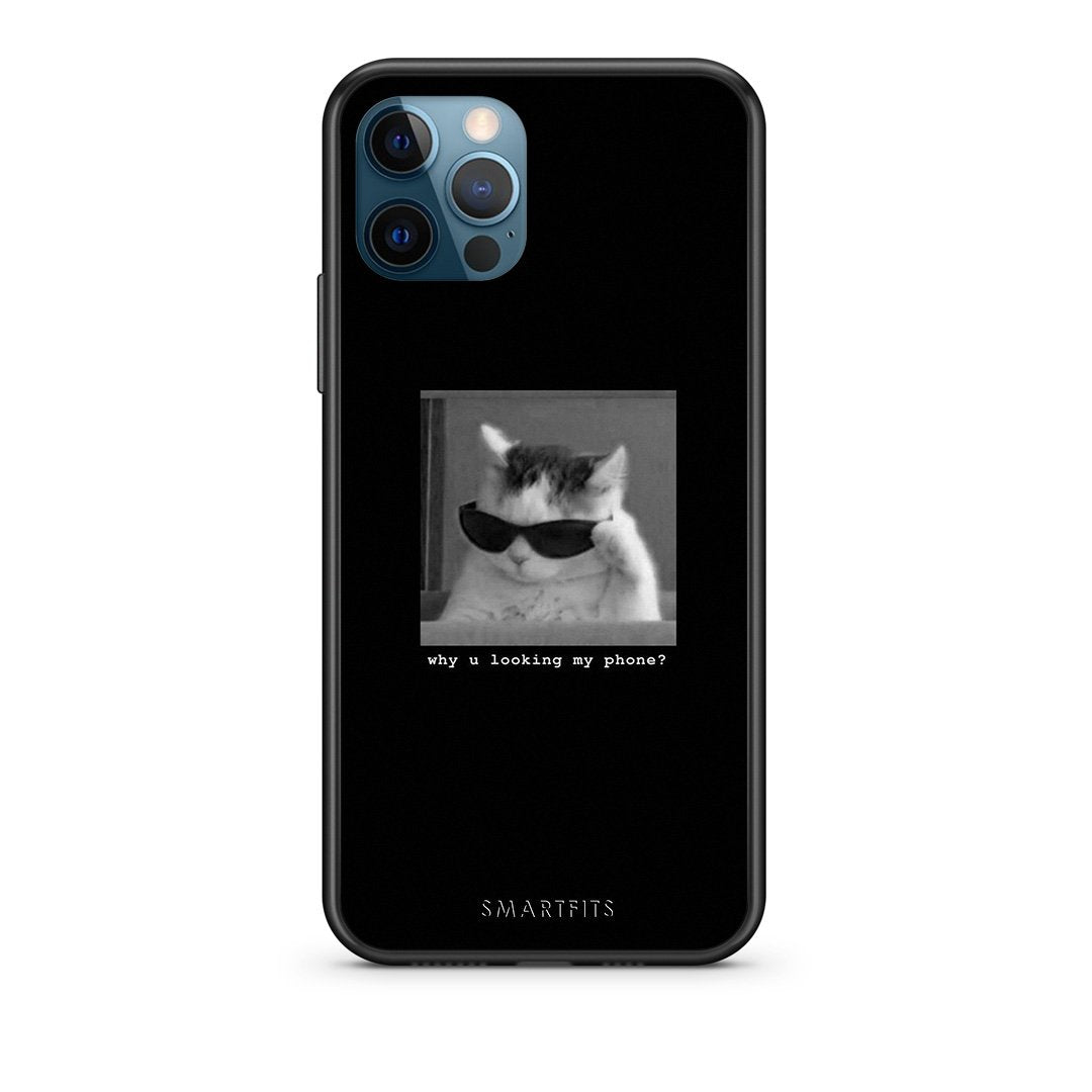 iPhone 12 Pro Max Meme Cat θήκη από τη Smartfits με σχέδιο στο πίσω μέρος και μαύρο περίβλημα | Smartphone case with colorful back and black bezels by Smartfits