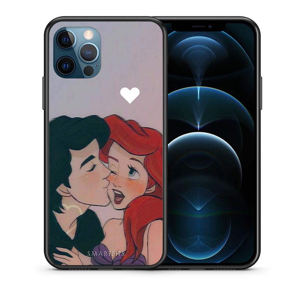 Θήκη Αγίου Βαλεντίνου iPhone 12 Pro Max Mermaid Love από τη Smartfits με σχέδιο στο πίσω μέρος και μαύρο περίβλημα | iPhone 12 Pro Max Mermaid Love case with colorful back and black bezels