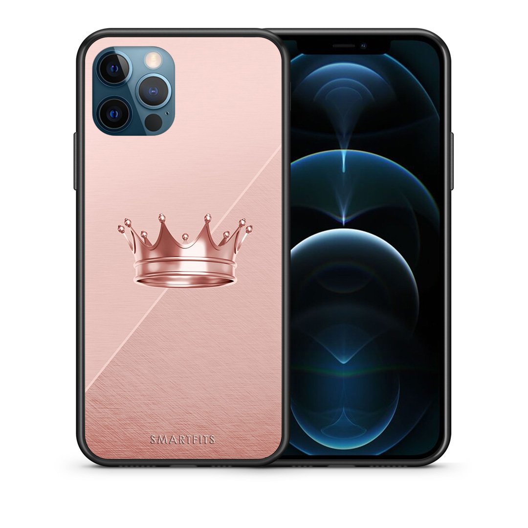Θήκη iPhone 12 Pro Max Crown Minimal από τη Smartfits με σχέδιο στο πίσω μέρος και μαύρο περίβλημα | iPhone 12 Pro Max Crown Minimal case with colorful back and black bezels