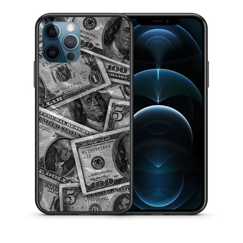 Θήκη iPhone 12 Pro Max Money Dollars από τη Smartfits με σχέδιο στο πίσω μέρος και μαύρο περίβλημα | iPhone 12 Pro Max Money Dollars case with colorful back and black bezels