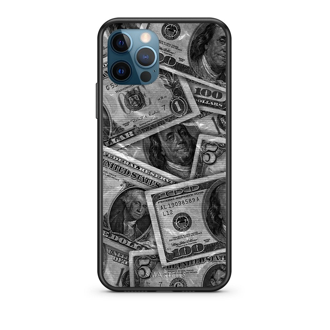 iPhone 12 Pro Max Money Dollars θήκη από τη Smartfits με σχέδιο στο πίσω μέρος και μαύρο περίβλημα | Smartphone case with colorful back and black bezels by Smartfits