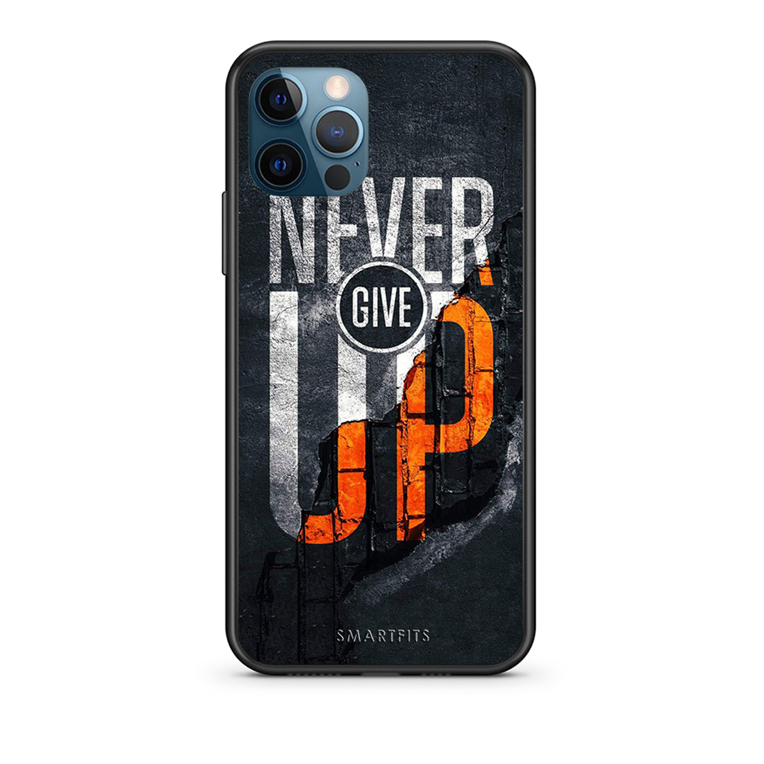 iPhone 12 Pro Max Never Give Up Θήκη Αγίου Βαλεντίνου από τη Smartfits με σχέδιο στο πίσω μέρος και μαύρο περίβλημα | Smartphone case with colorful back and black bezels by Smartfits