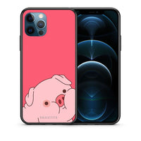 Thumbnail for Θήκη Αγίου Βαλεντίνου iPhone 12 Pro Max Pig Love 1 από τη Smartfits με σχέδιο στο πίσω μέρος και μαύρο περίβλημα | iPhone 12 Pro Max Pig Love 1 case with colorful back and black bezels