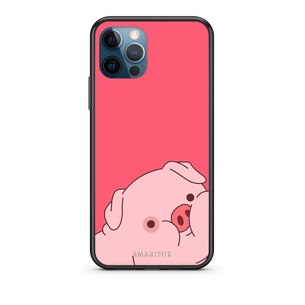 iPhone 12 Pro Max Pig Love 1 Θήκη Αγίου Βαλεντίνου από τη Smartfits με σχέδιο στο πίσω μέρος και μαύρο περίβλημα | Smartphone case with colorful back and black bezels by Smartfits
