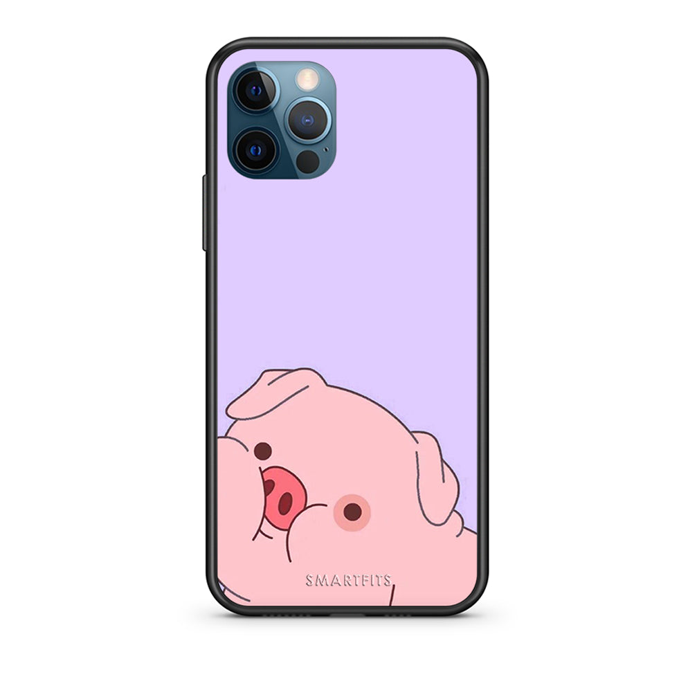iPhone 12 Pro Max Pig Love 2 Θήκη Αγίου Βαλεντίνου από τη Smartfits με σχέδιο στο πίσω μέρος και μαύρο περίβλημα | Smartphone case with colorful back and black bezels by Smartfits