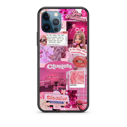 iPhone 12 Pro Max Pink Love Θήκη Αγίου Βαλεντίνου από τη Smartfits με σχέδιο στο πίσω μέρος και μαύρο περίβλημα | Smartphone case with colorful back and black bezels by Smartfits