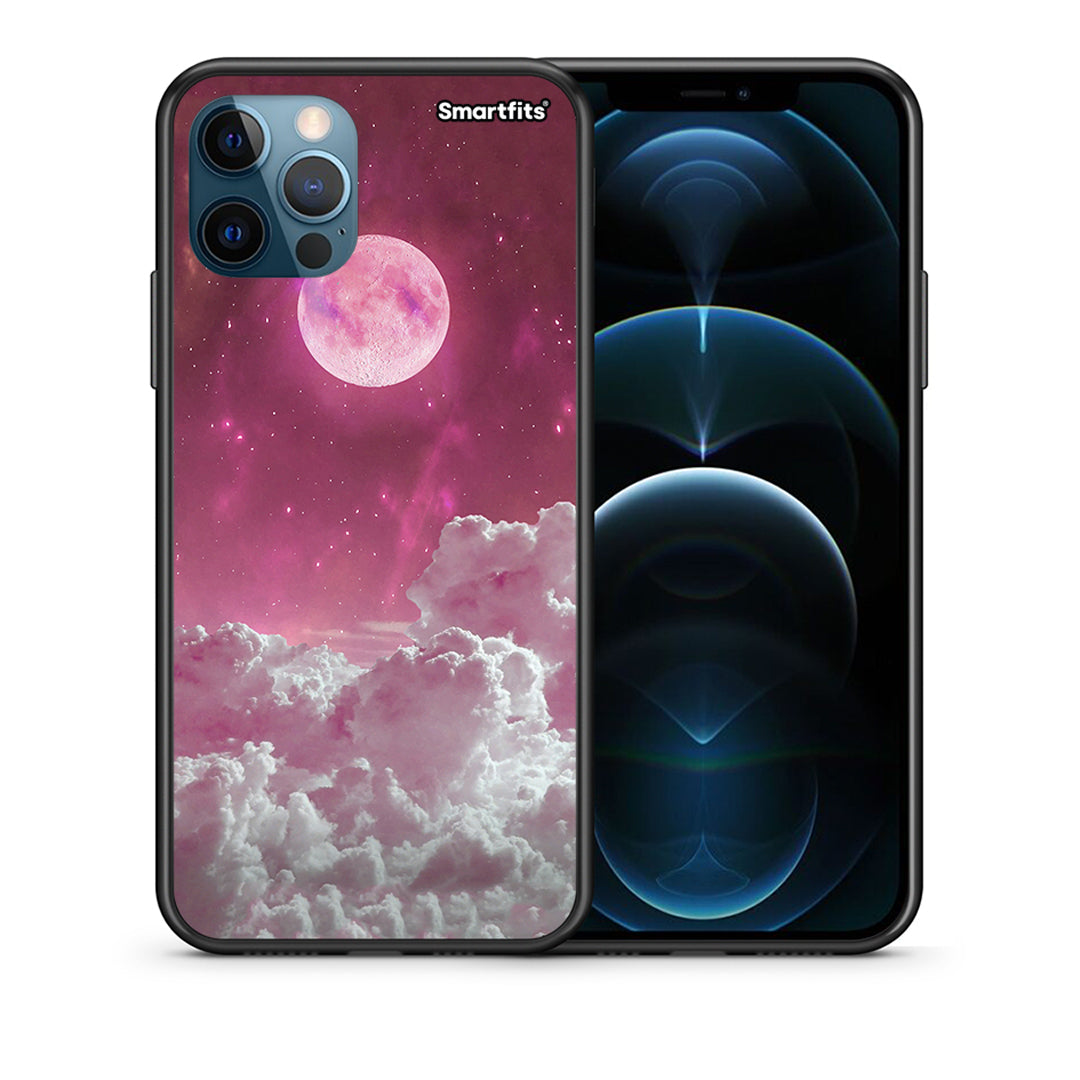 Θήκη iPhone 12 Pro Max Pink Moon από τη Smartfits με σχέδιο στο πίσω μέρος και μαύρο περίβλημα | iPhone 12 Pro Max Pink Moon case with colorful back and black bezels