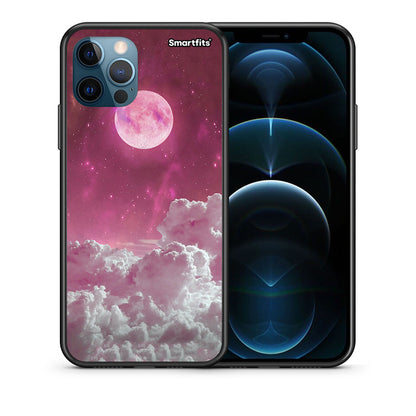 Θήκη iPhone 12 Pro Max Pink Moon από τη Smartfits με σχέδιο στο πίσω μέρος και μαύρο περίβλημα | iPhone 12 Pro Max Pink Moon case with colorful back and black bezels