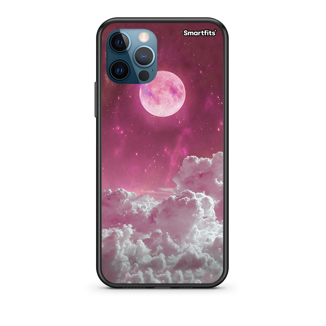 iPhone 12 Pro Max Pink Moon Θήκη από τη Smartfits με σχέδιο στο πίσω μέρος και μαύρο περίβλημα | Smartphone case with colorful back and black bezels by Smartfits