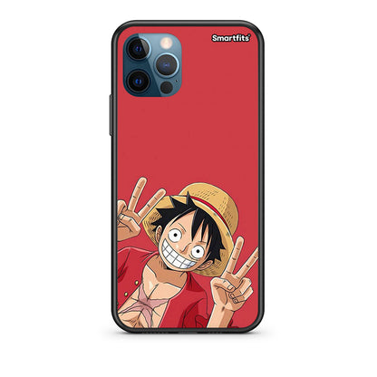 iPhone 12 Pro Max Pirate Luffy Θήκη από τη Smartfits με σχέδιο στο πίσω μέρος και μαύρο περίβλημα | Smartphone case with colorful back and black bezels by Smartfits