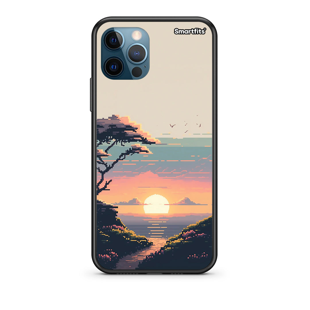 iPhone 12 Pro Max Pixel Sunset Θήκη από τη Smartfits με σχέδιο στο πίσω μέρος και μαύρο περίβλημα | Smartphone case with colorful back and black bezels by Smartfits