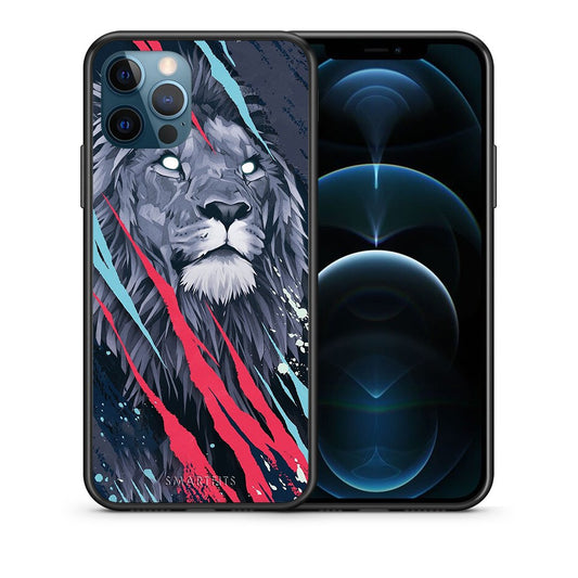 Θήκη iPhone 12 Pro Max Lion Designer PopArt από τη Smartfits με σχέδιο στο πίσω μέρος και μαύρο περίβλημα | iPhone 12 Pro Max Lion Designer PopArt case with colorful back and black bezels