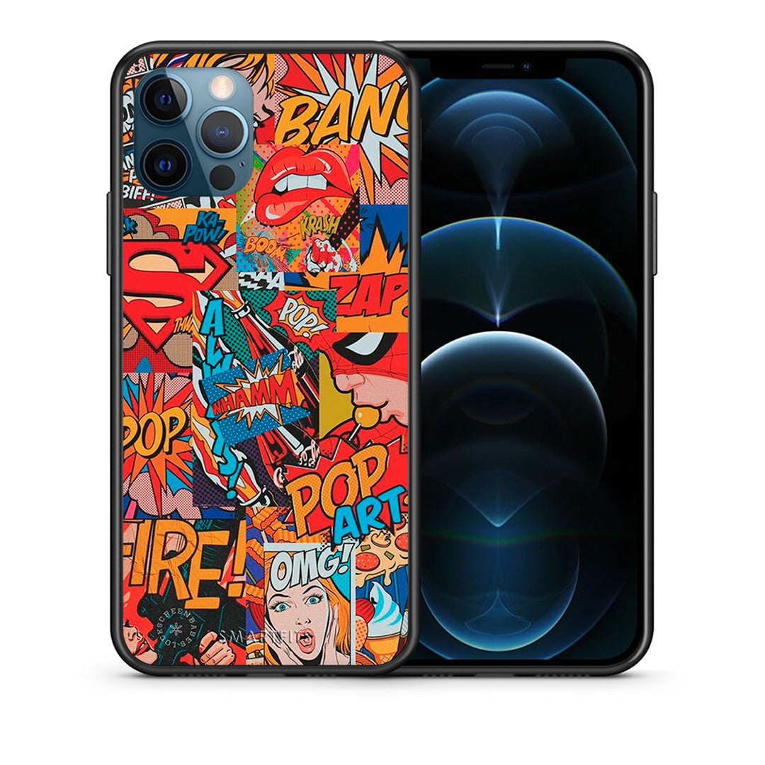 Θήκη iPhone 12 Pro Max PopArt OMG από τη Smartfits με σχέδιο στο πίσω μέρος και μαύρο περίβλημα | iPhone 12 Pro Max PopArt OMG case with colorful back and black bezels