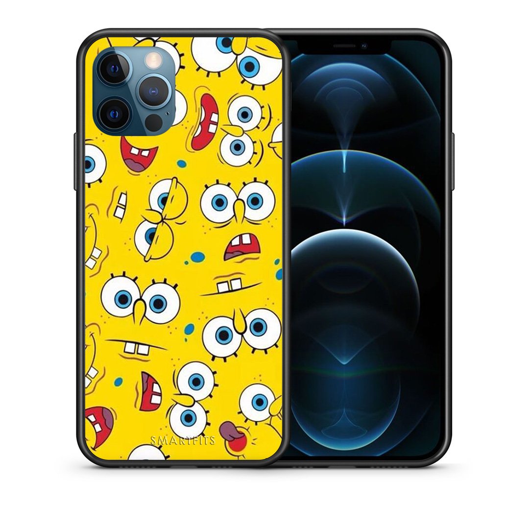 Θήκη iPhone 12 Pro Max Sponge PopArt από τη Smartfits με σχέδιο στο πίσω μέρος και μαύρο περίβλημα | iPhone 12 Pro Max Sponge PopArt case with colorful back and black bezels