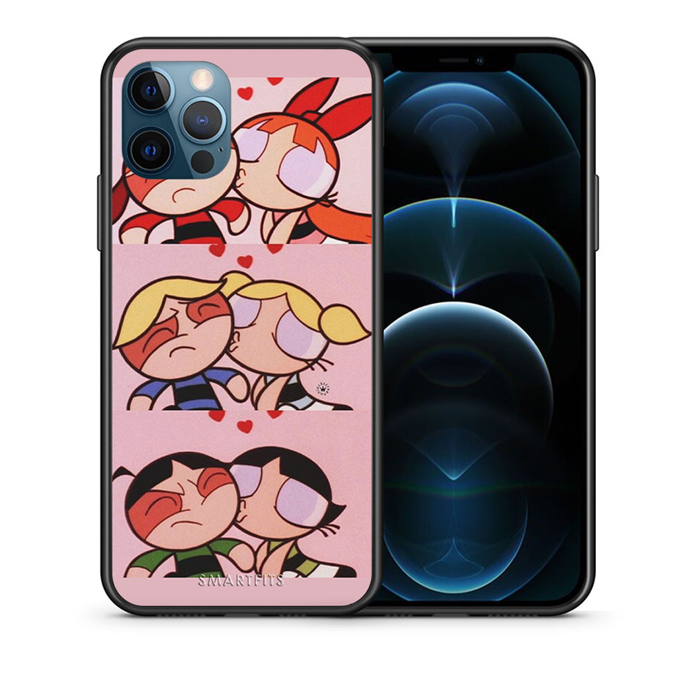 Θήκη Αγίου Βαλεντίνου iPhone 12 Pro Max Puff Love από τη Smartfits με σχέδιο στο πίσω μέρος και μαύρο περίβλημα | iPhone 12 Pro Max Puff Love case with colorful back and black bezels