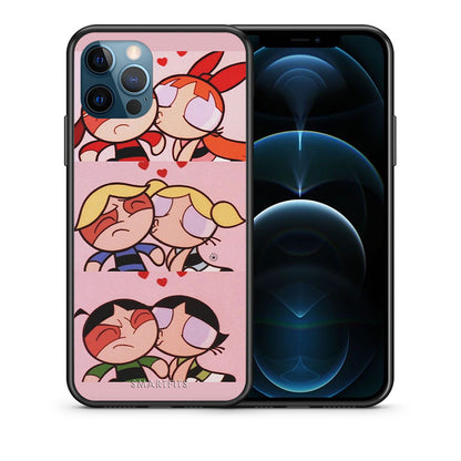 Θήκη Αγίου Βαλεντίνου iPhone 12 Pro Max Puff Love από τη Smartfits με σχέδιο στο πίσω μέρος και μαύρο περίβλημα | iPhone 12 Pro Max Puff Love case with colorful back and black bezels