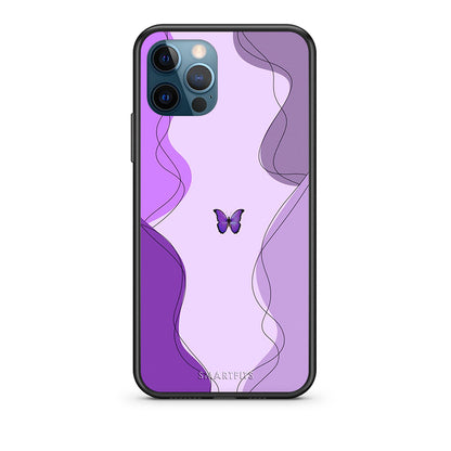iPhone 12 Pro Max Purple Mariposa Θήκη Αγίου Βαλεντίνου από τη Smartfits με σχέδιο στο πίσω μέρος και μαύρο περίβλημα | Smartphone case with colorful back and black bezels by Smartfits