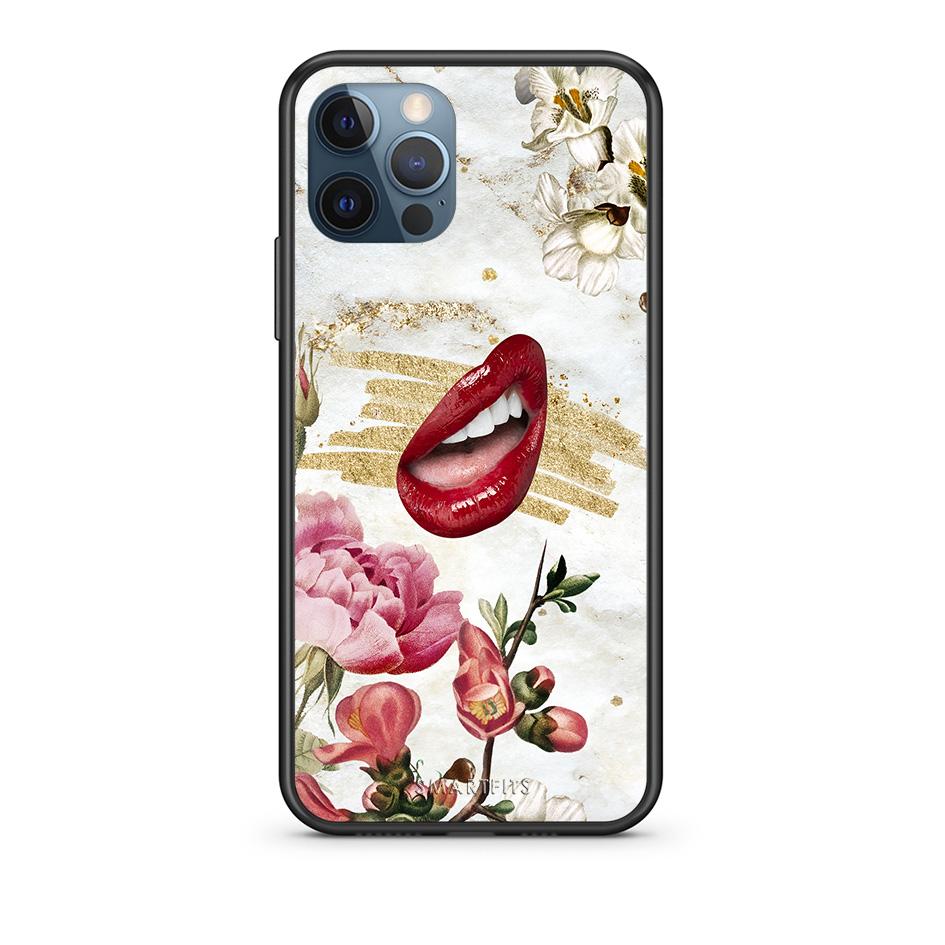iPhone 12 Pro Max Red Lips θήκη από τη Smartfits με σχέδιο στο πίσω μέρος και μαύρο περίβλημα | Smartphone case with colorful back and black bezels by Smartfits