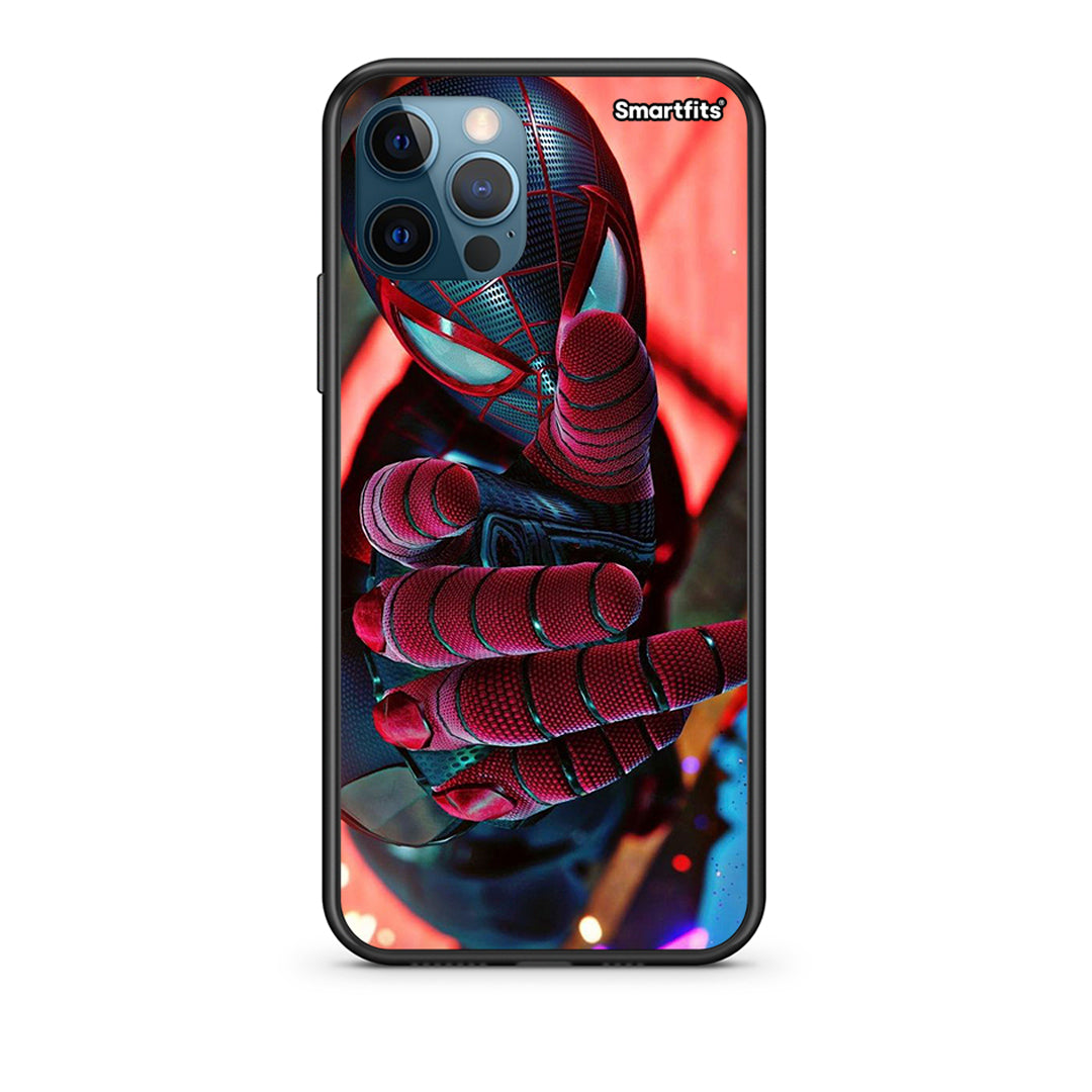 iPhone 12 Pro Max Spider Hand Θήκη από τη Smartfits με σχέδιο στο πίσω μέρος και μαύρο περίβλημα | Smartphone case with colorful back and black bezels by Smartfits