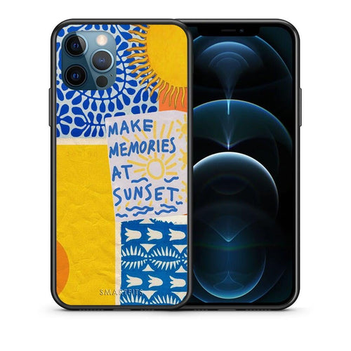 Θήκη iPhone 12 Pro Max Sunset Memories από τη Smartfits με σχέδιο στο πίσω μέρος και μαύρο περίβλημα | iPhone 12 Pro Max Sunset Memories case with colorful back and black bezels