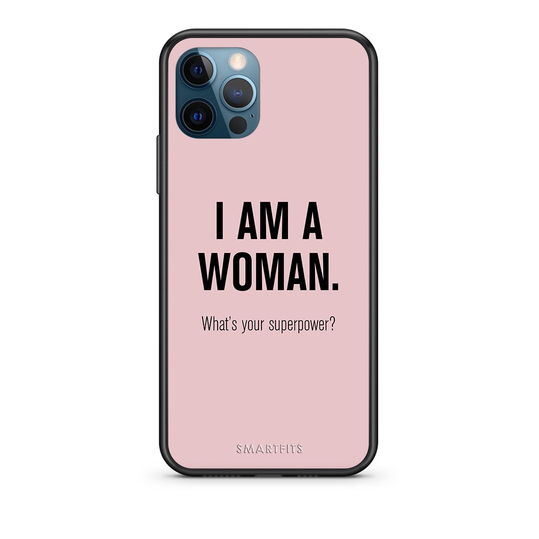 iPhone 12 Pro Max Superpower Woman θήκη από τη Smartfits με σχέδιο στο πίσω μέρος και μαύρο περίβλημα | Smartphone case with colorful back and black bezels by Smartfits