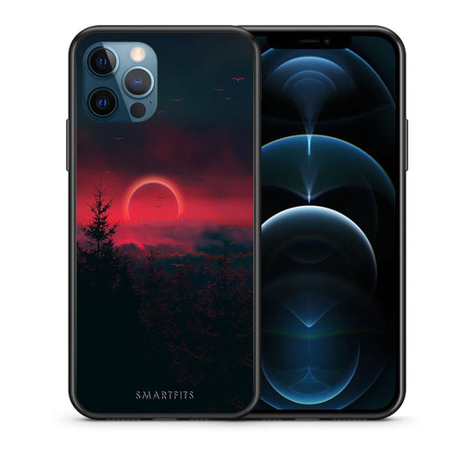 Θήκη iPhone 12 Pro Max Sunset Tropic από τη Smartfits με σχέδιο στο πίσω μέρος και μαύρο περίβλημα | iPhone 12 Pro Max Sunset Tropic case with colorful back and black bezels
