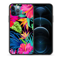 Thumbnail for Θήκη iPhone 12 Pro Max Tropical Flowers από τη Smartfits με σχέδιο στο πίσω μέρος και μαύρο περίβλημα | iPhone 12 Pro Max Tropical Flowers case with colorful back and black bezels