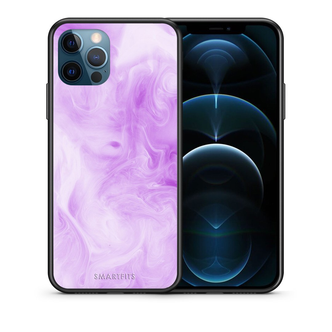 Θήκη iPhone 12 Pro Max Lavender Watercolor από τη Smartfits με σχέδιο στο πίσω μέρος και μαύρο περίβλημα | iPhone 12 Pro Max Lavender Watercolor case with colorful back and black bezels