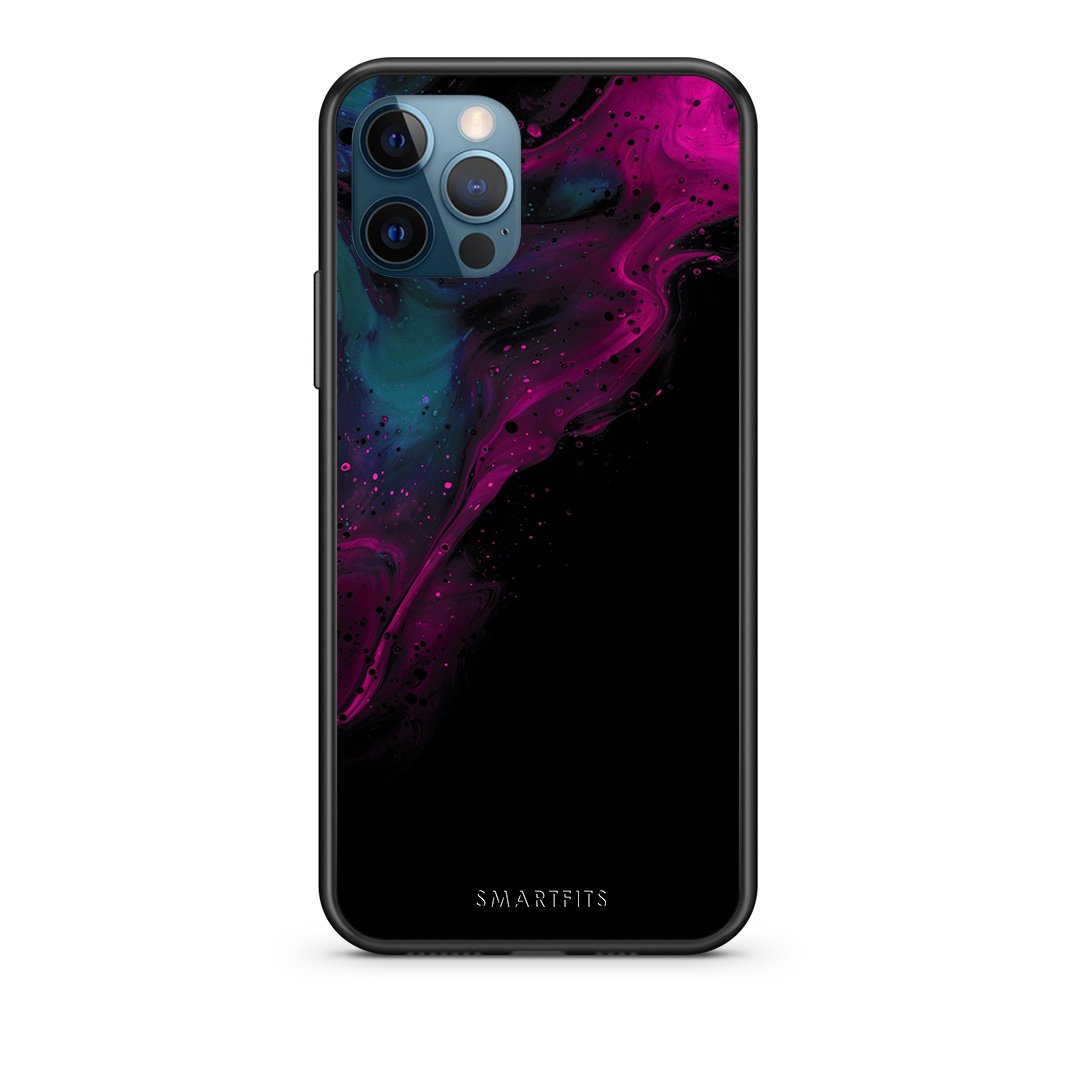 4 - iPhone 12 Pro Max Pink Black Watercolor case, cover, bumper