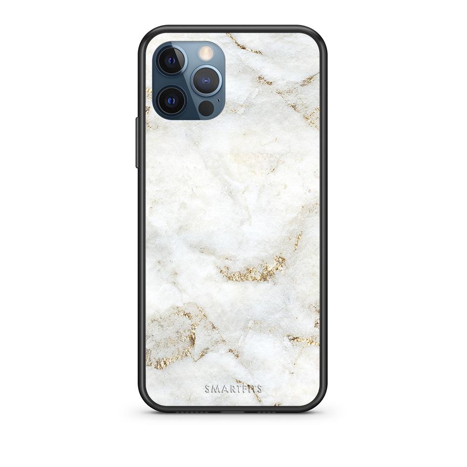 iPhone 12 Pro Max White Gold Marble θήκη από τη Smartfits με σχέδιο στο πίσω μέρος και μαύρο περίβλημα | Smartphone case with colorful back and black bezels by Smartfits