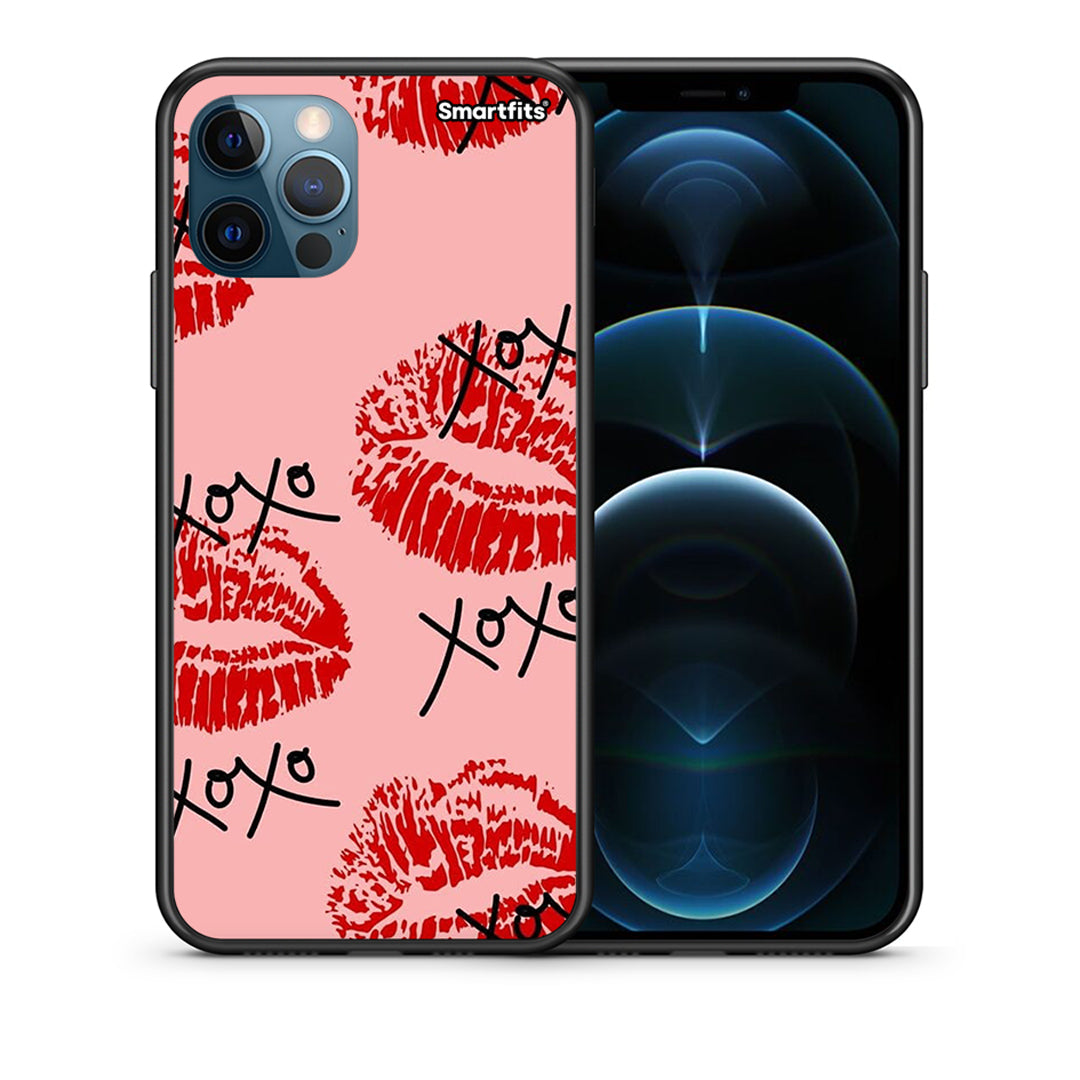 Θήκη iPhone 12 Pro Max XOXO Lips από τη Smartfits με σχέδιο στο πίσω μέρος και μαύρο περίβλημα | iPhone 12 Pro Max XOXO Lips case with colorful back and black bezels