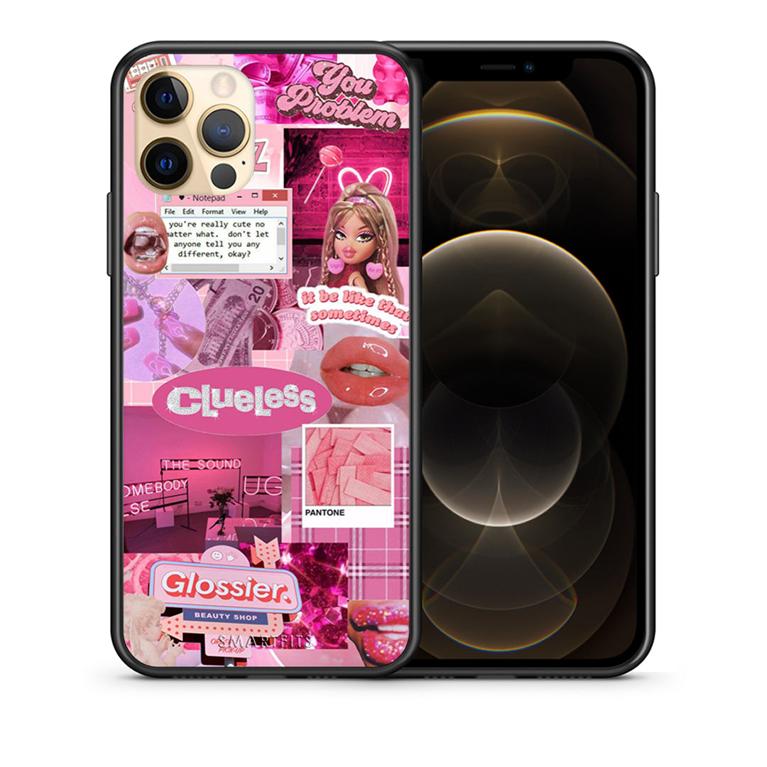 Θήκη Αγίου Βαλεντίνου iPhone 12 Pro Pink Love από τη Smartfits με σχέδιο στο πίσω μέρος και μαύρο περίβλημα | iPhone 12 Pro Pink Love case with colorful back and black bezels