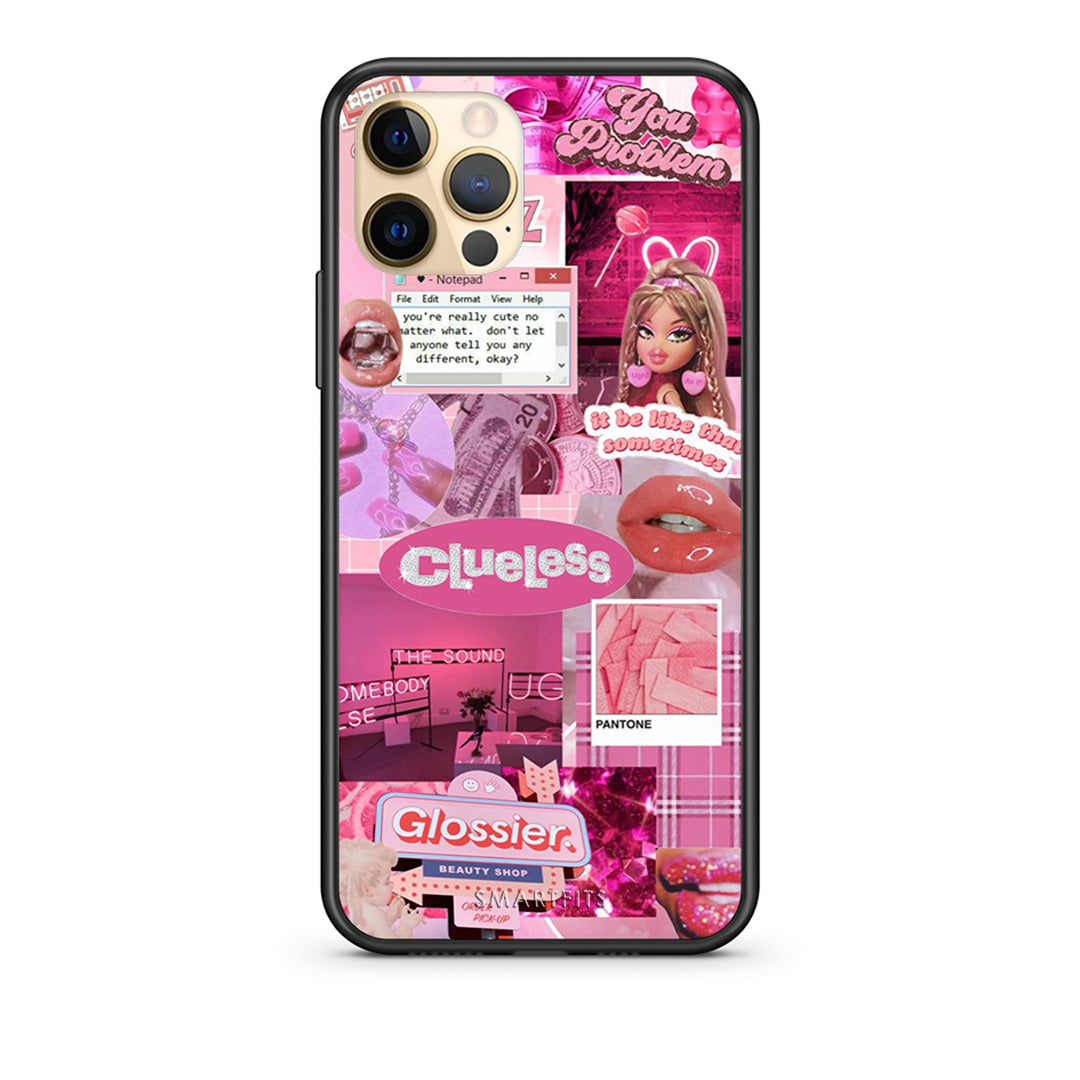 Θήκη Αγίου Βαλεντίνου iPhone 12 Pink Love από τη Smartfits με σχέδιο στο πίσω μέρος και μαύρο περίβλημα | iPhone 12 Pink Love case with colorful back and black bezels