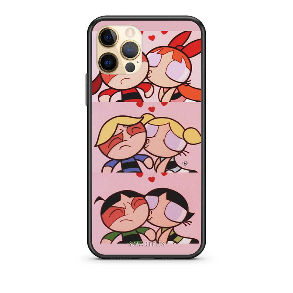 Θήκη Αγίου Βαλεντίνου iPhone 12 Puff Love από τη Smartfits με σχέδιο στο πίσω μέρος και μαύρο περίβλημα | iPhone 12 Puff Love case with colorful back and black bezels