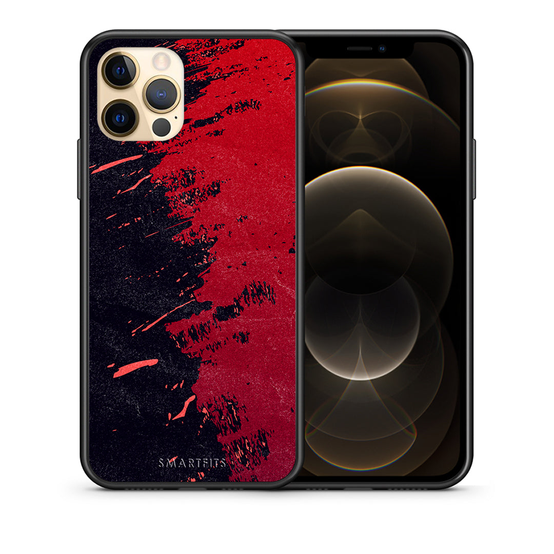 Θήκη Αγίου Βαλεντίνου iPhone 12 Red Paint από τη Smartfits με σχέδιο στο πίσω μέρος και μαύρο περίβλημα | iPhone 12 Red Paint case with colorful back and black bezels