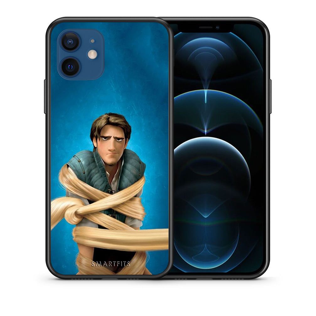 Θήκη Αγίου Βαλεντίνου iPhone 12 Pro Tangled 1 από τη Smartfits με σχέδιο στο πίσω μέρος και μαύρο περίβλημα | iPhone 12 Pro Tangled 1 case with colorful back and black bezels
