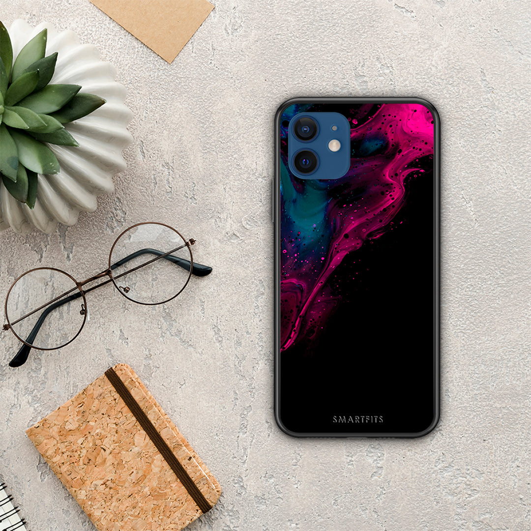 Watercolor Pink Black - iPhone 12 Pro θήκη